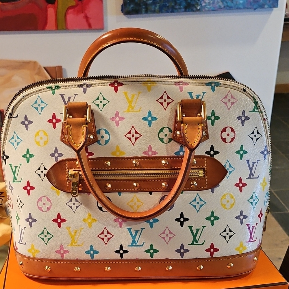 Louis Vuitton White Multicolor Alma Satchel